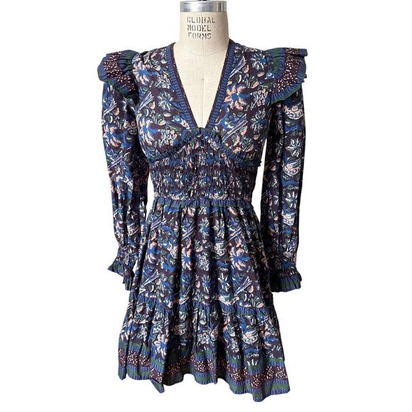 Sea New York Boho Noah Printed Cotton Short Dress Size 0 - Picture 1 of 8